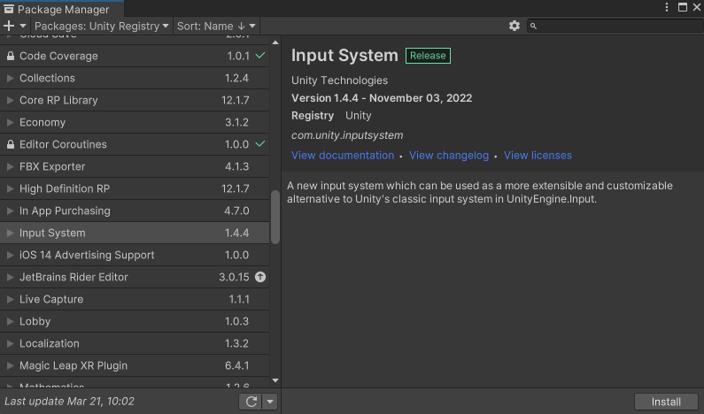 unity-install-input-system